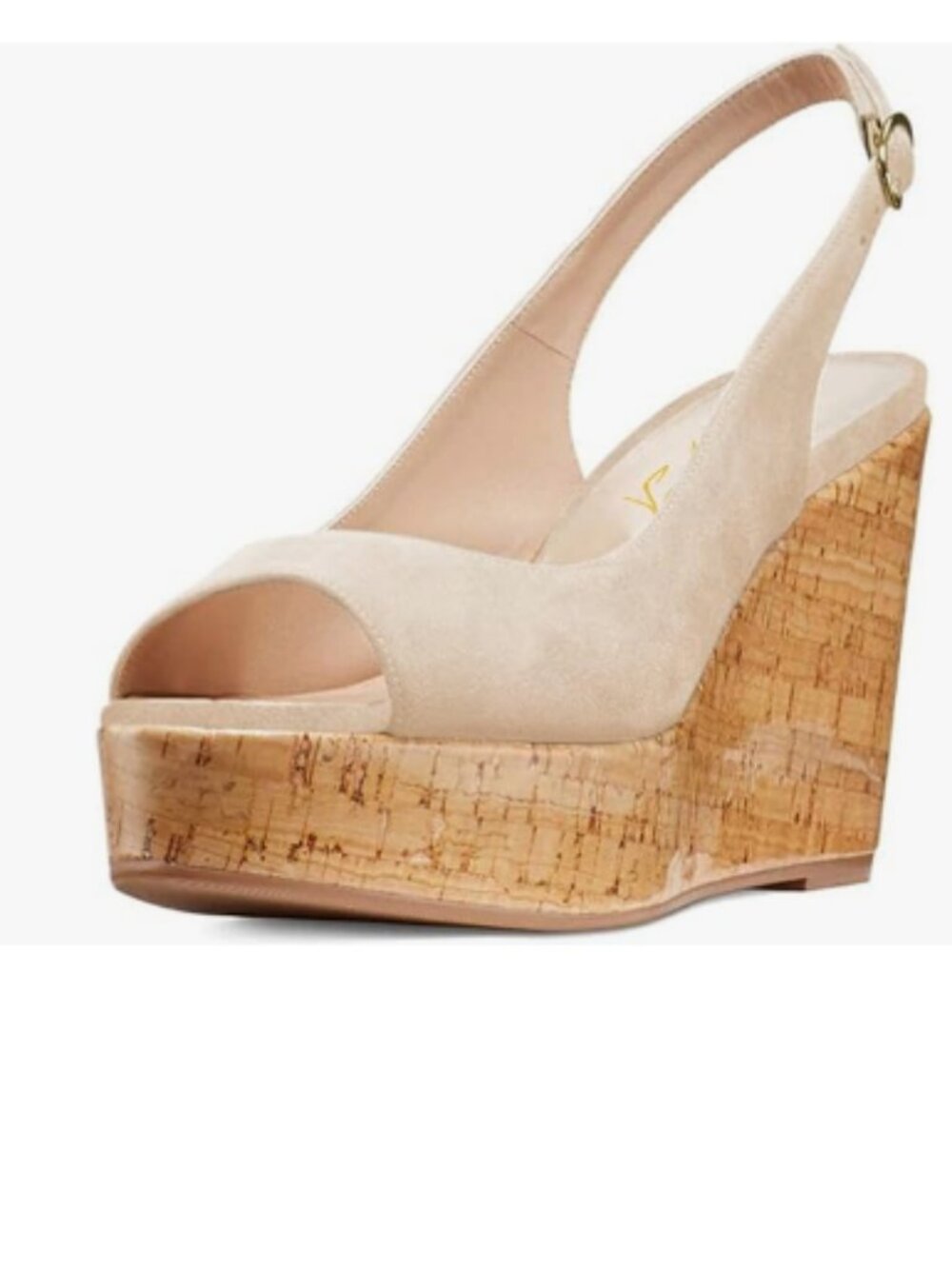 FOWT Apricot Peep Toe Slingback Platform Wedge High Heel Buckle Open Toe Sandals